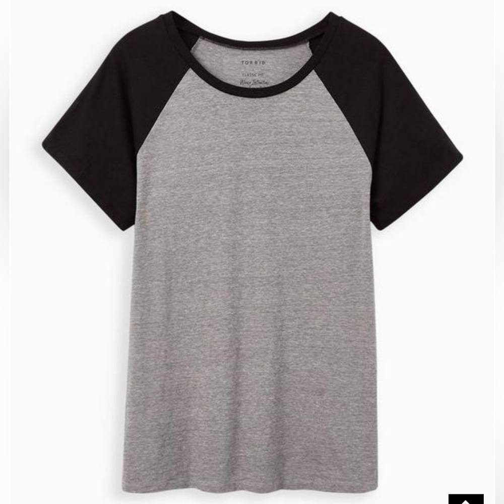 NWT Torrid Classic Fit Triblend Jersey Crewneck Raglan Tee 5X black and gray
